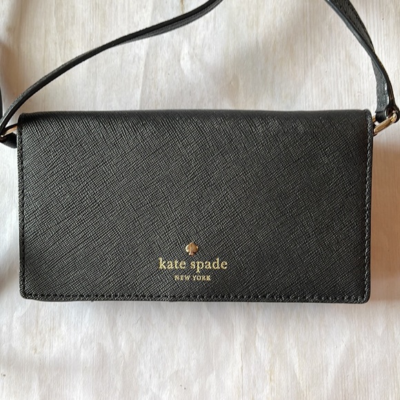 Kate Spade Crossbody Black Leather IPhone Case Wallet - Picture 8 of 11